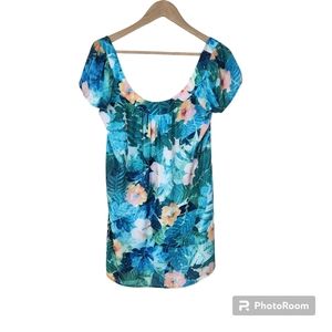 Show Me Your Mumu Green Blue Tropical Floral Keahi Mini Dress Sz XS